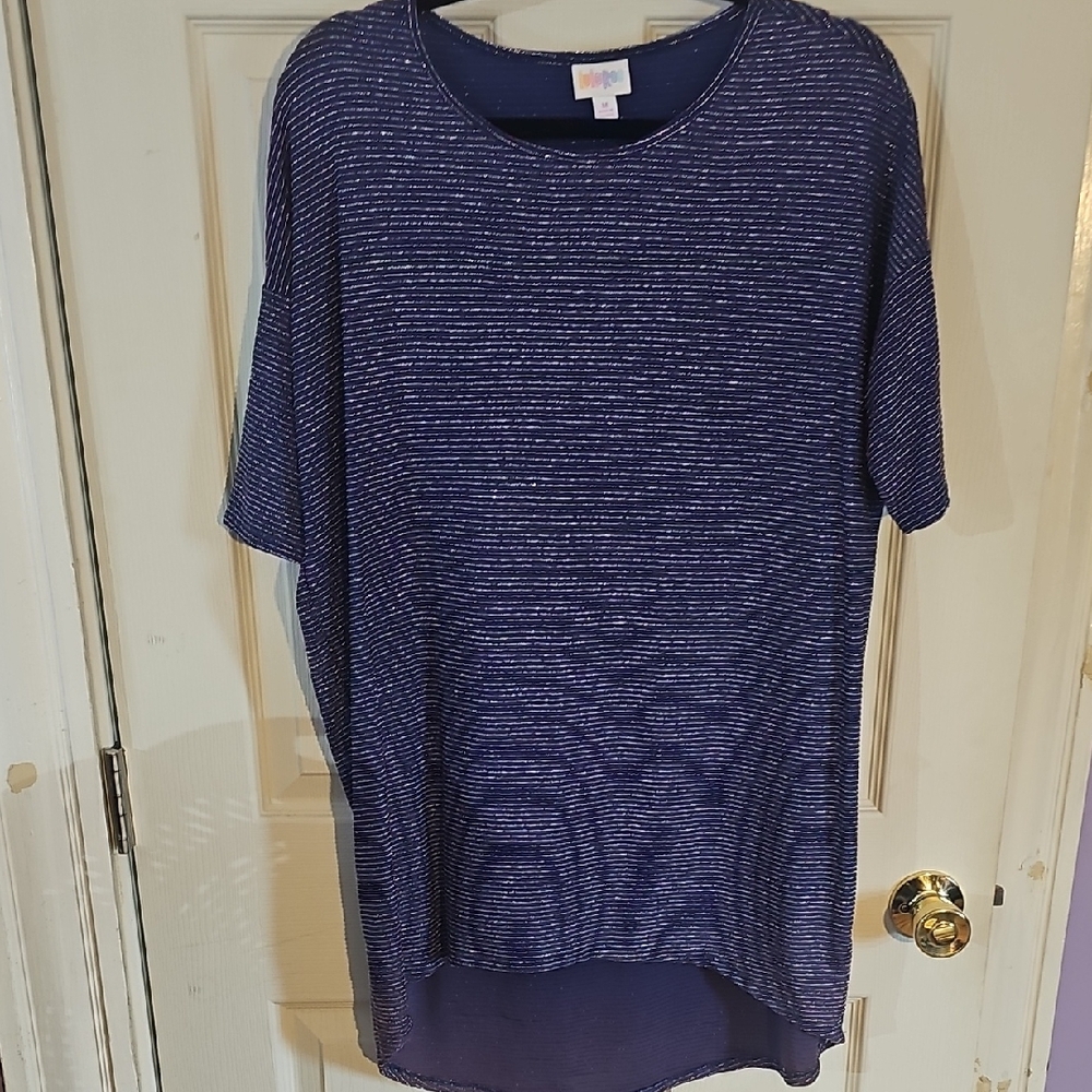 LuLaRoe SPARKLY Striped Short Sleeve Top